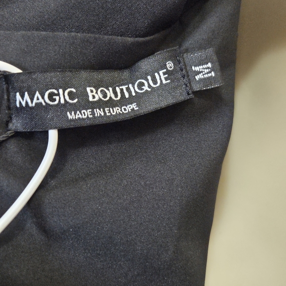 Magic Boutique Black/Cream Front Button Dress w/Trim Bow at Chest,Medium,NWT - Picture 12 of 16